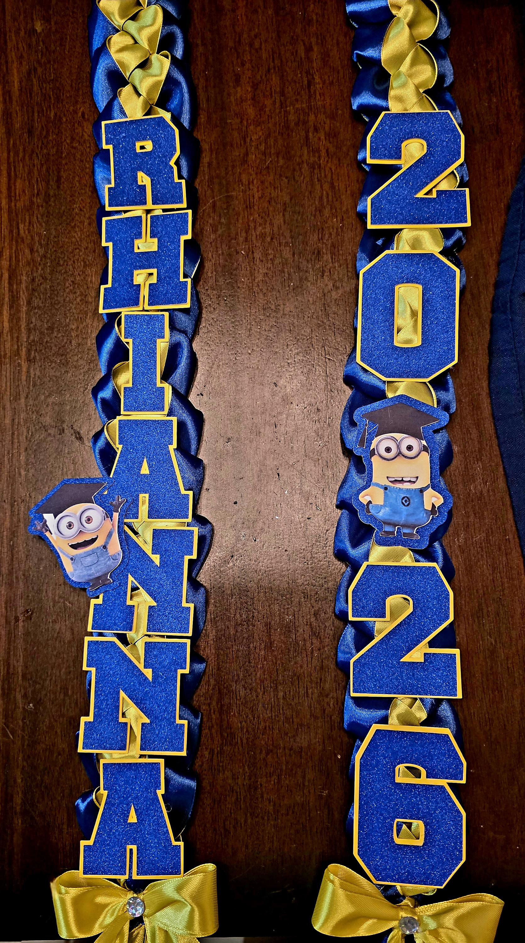 Minions Graduation Lei – Custom Yellow Grad Lei – Personalized Fun Graduation Gift