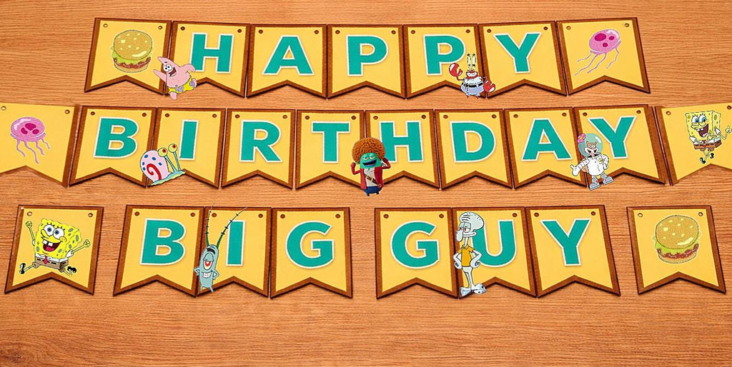 SpongeBob Big Guy Birthday Banner – Custom SpongeBob Party Banner | Kids Birthday Decoration | SpongeBob Theme Party Sign