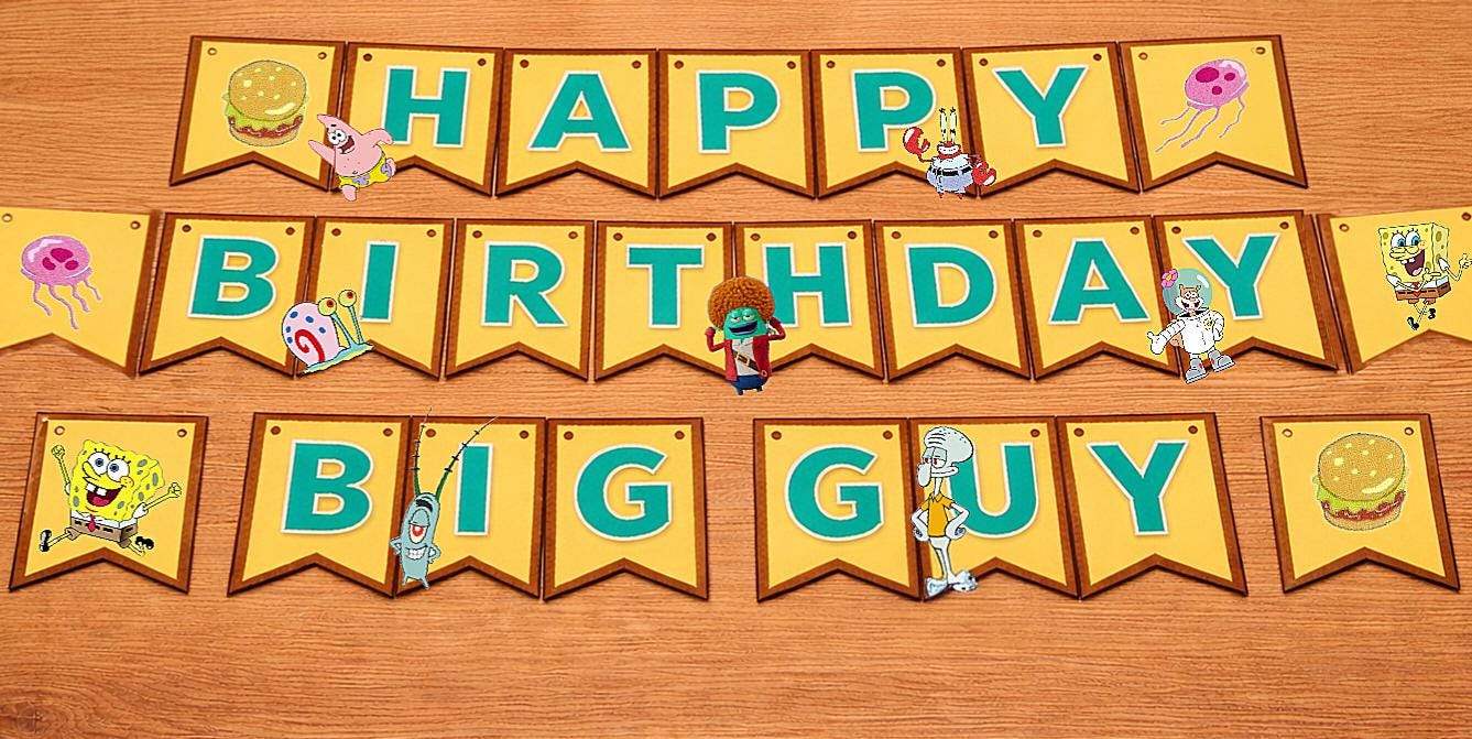 SpongeBob Big Guy Birthday Banner – Custom SpongeBob Party Banner | Kids Birthday Decoration | SpongeBob Theme Party Sign