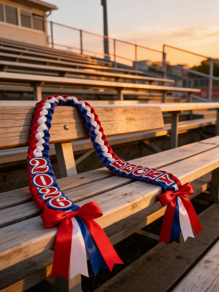 USA Patriotic Graduation Lei – Red, White & Blue Graduation Lei