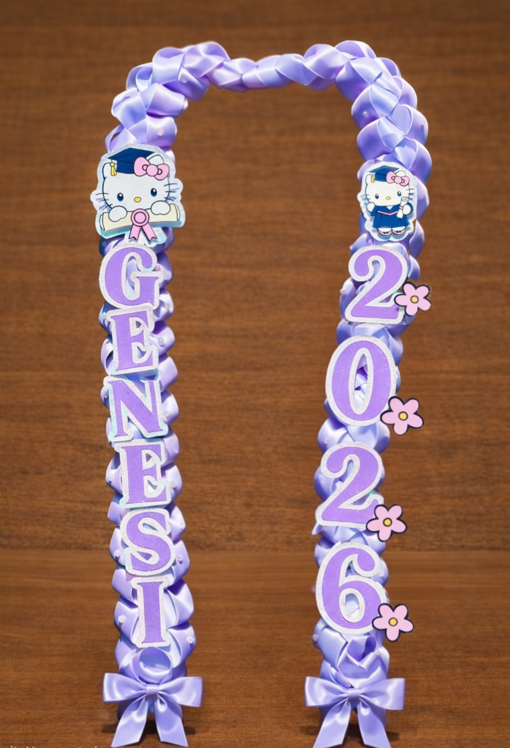 Hello Kitty Graduation Lei – Handmade Graduation Ribbon Lei with Hello Kitty
