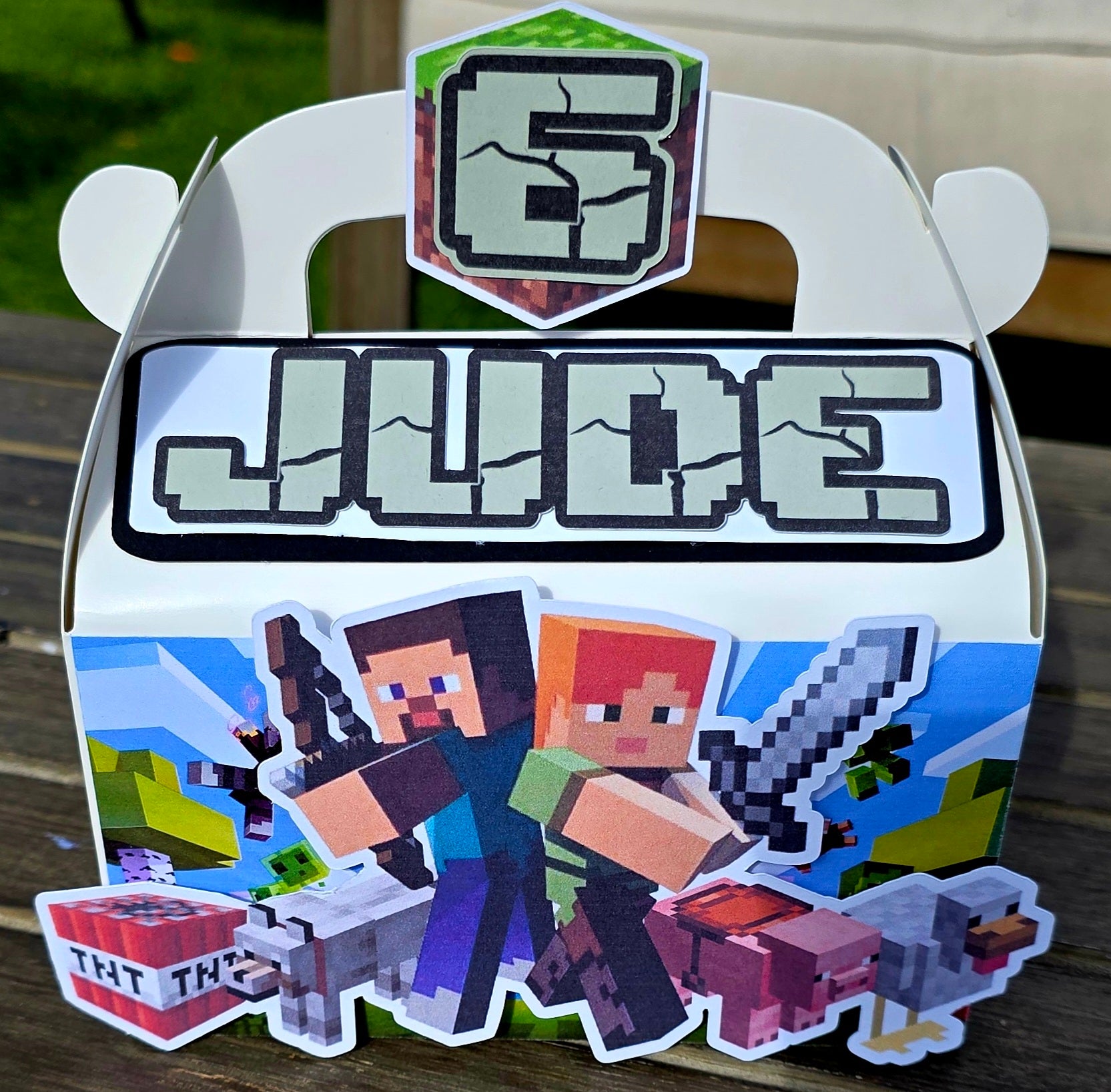 Personalized Minecraft Treat Boxes | Gamer Birthday Party Favor Boxes
