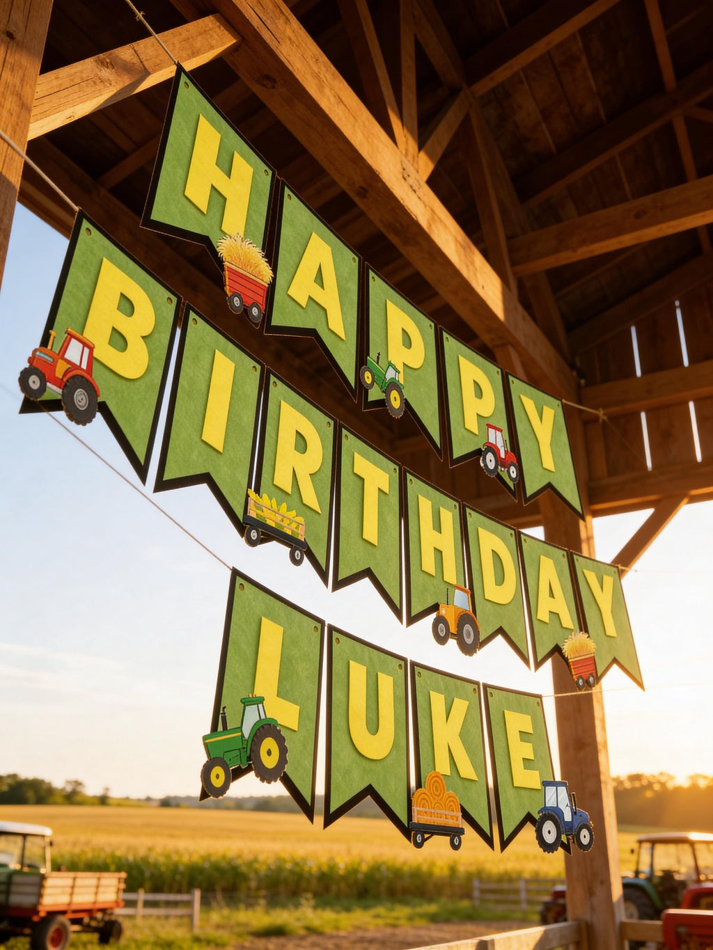Tractor Theme Birthday Banner – Farm Birthday Party Banner – Personalized Barnyard Birthday Decoration