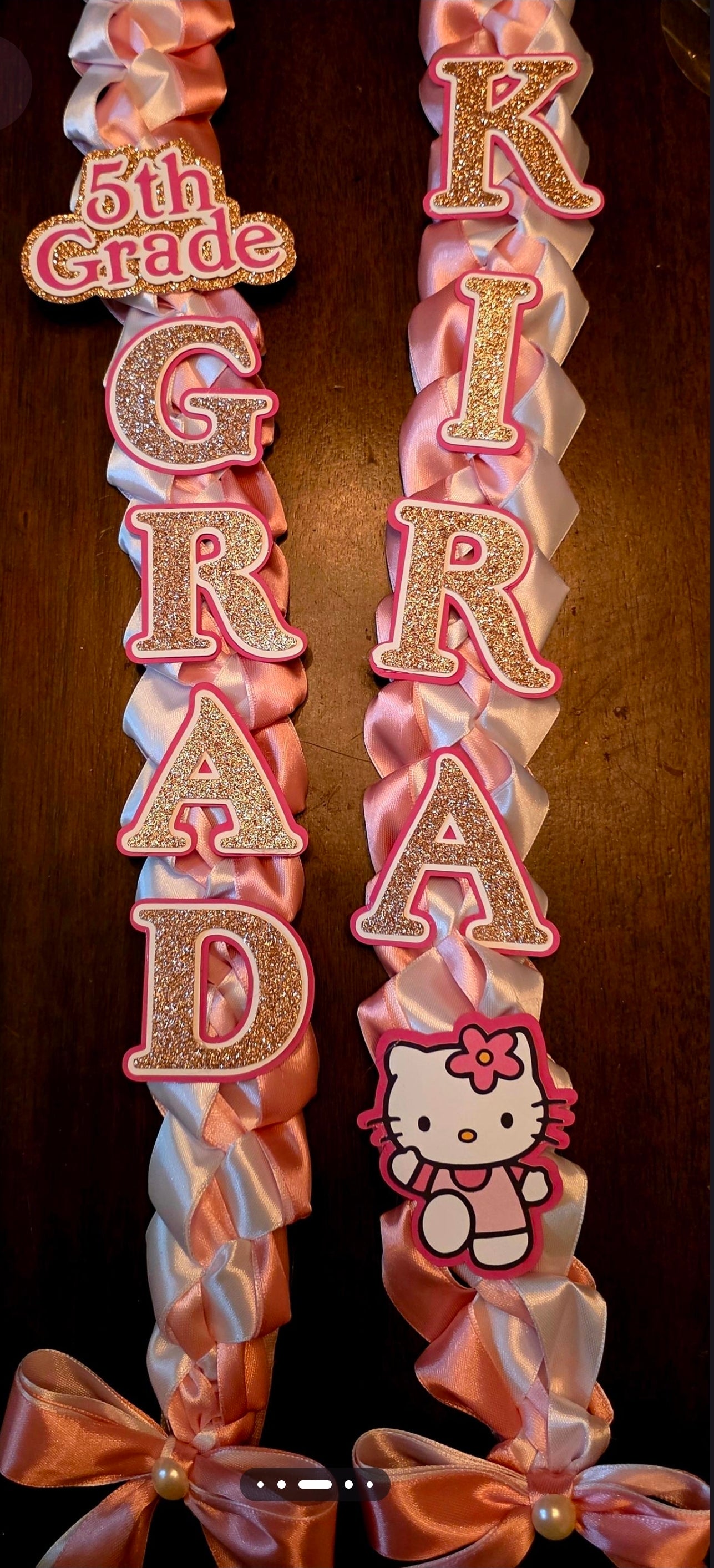 Pink Hello Kitty Graduation Lei – Handmade Graduation Ribbon Lei with Hello Kitty