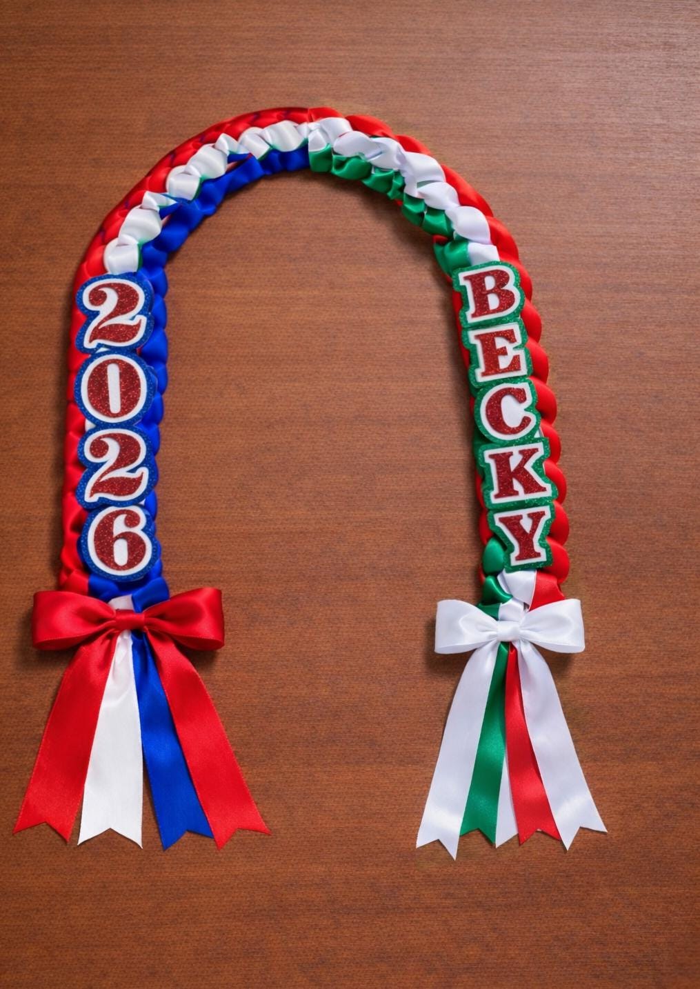 Mexico & USA Graduation Lei – Mexican American Pride Graduation Ribbon Lei