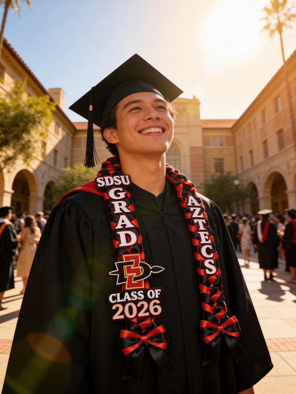 SDSU Graduation Lei – San Diego State University Red & Black Lei