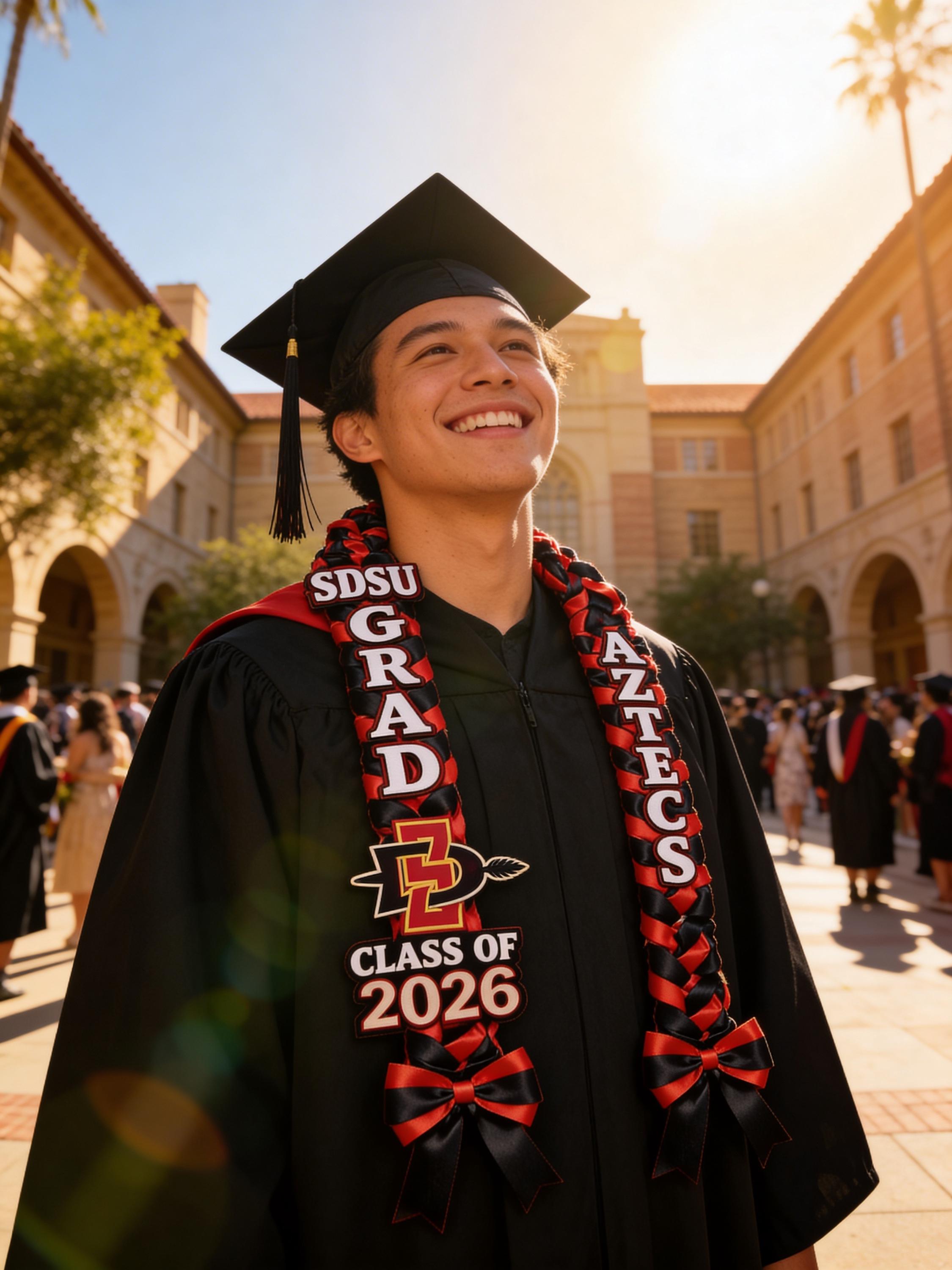 SDSU Graduation Lei – San Diego State University Red & Black Lei
