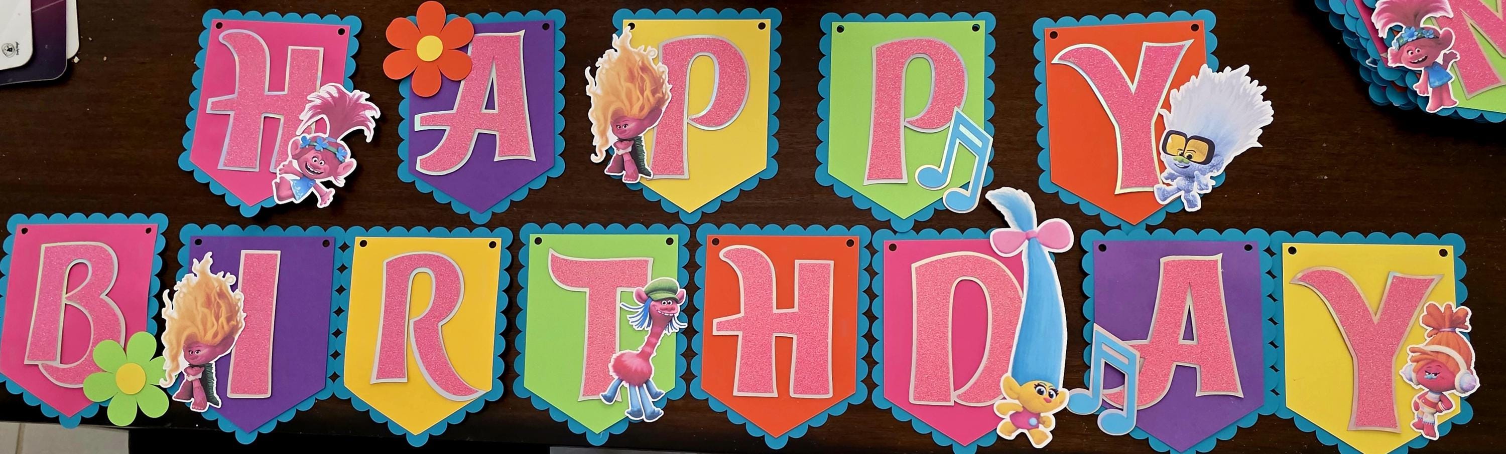 Trolls Birthday Banner – Colorful Trolls Party Decoration