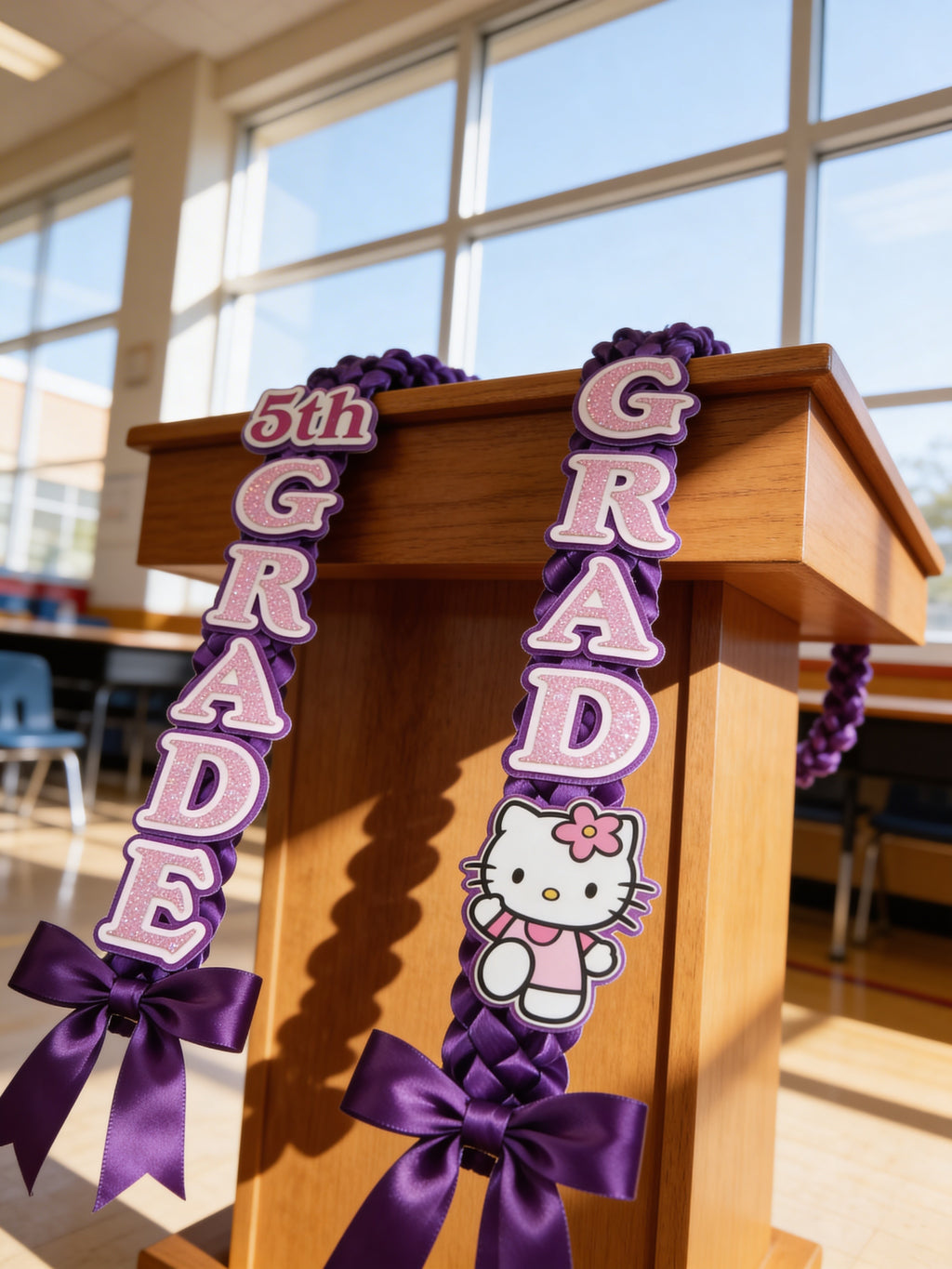Purple Hello Kitty Graduation Lei