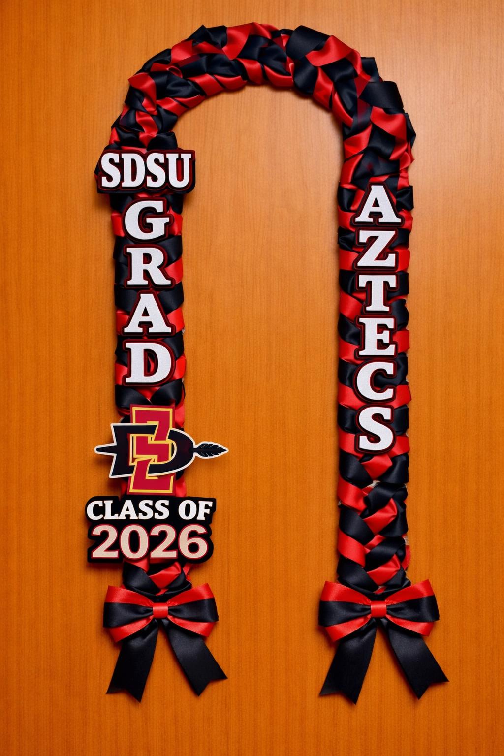 SDSU Graduation Lei – San Diego State University Red & Black Lei