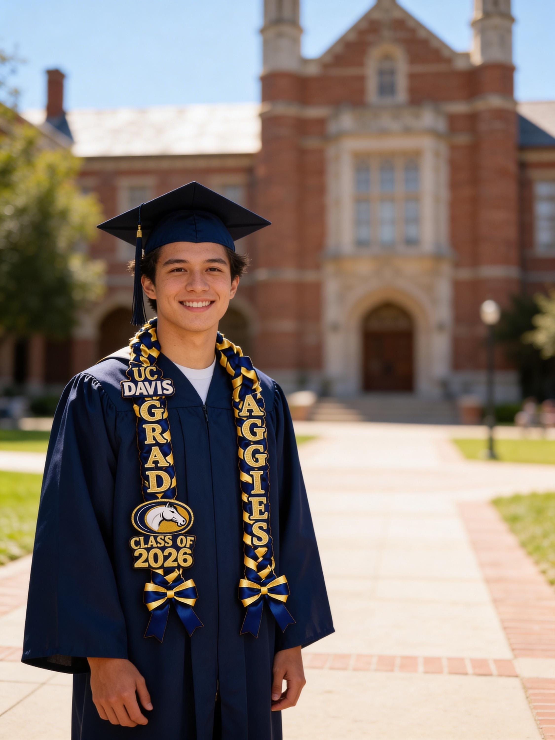 UC Davis Graduation Lei – Aggies Inspired Lei | UC Davis Grad Gift