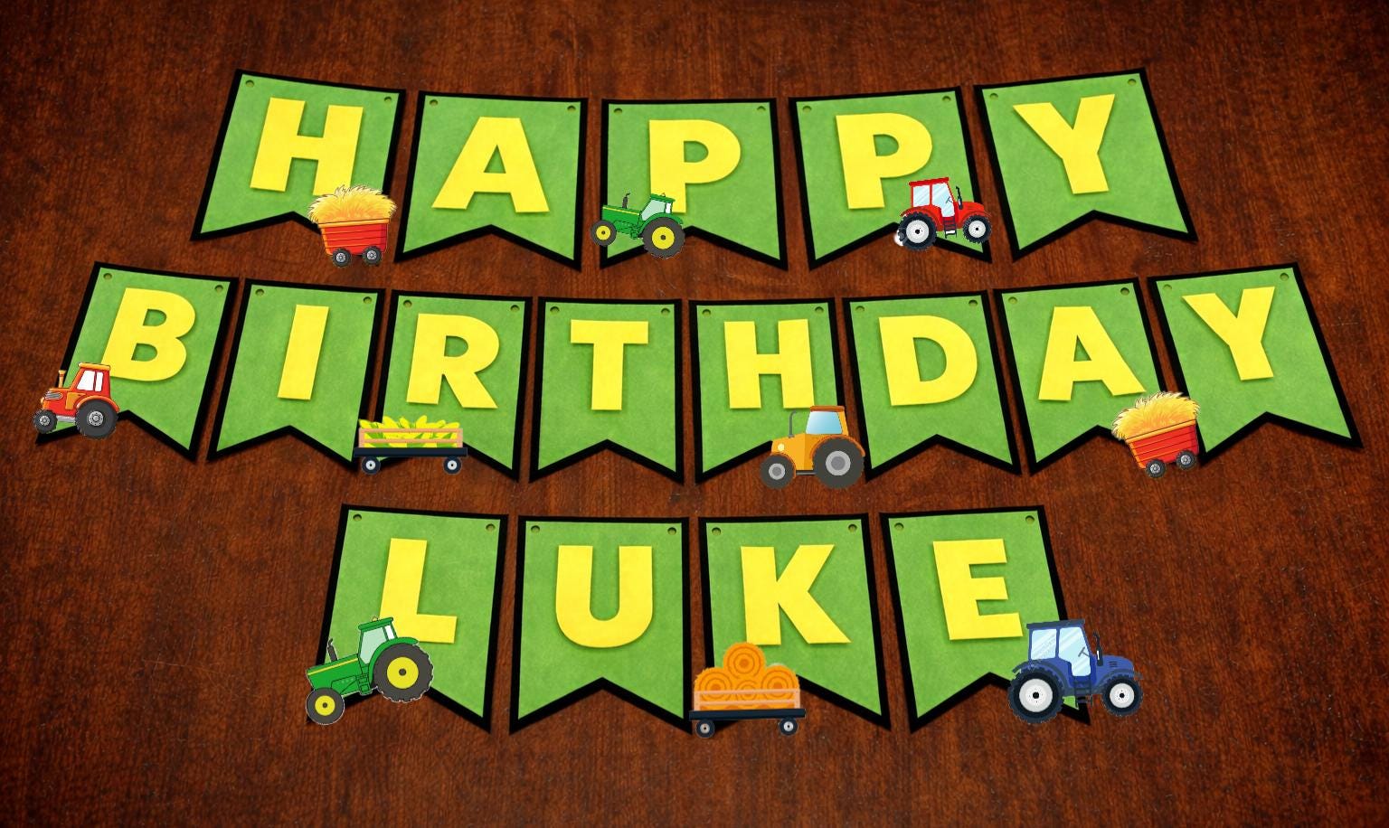 Tractor Theme Birthday Banner – Farm Birthday Party Banner – Personalized Barnyard Birthday Decoration