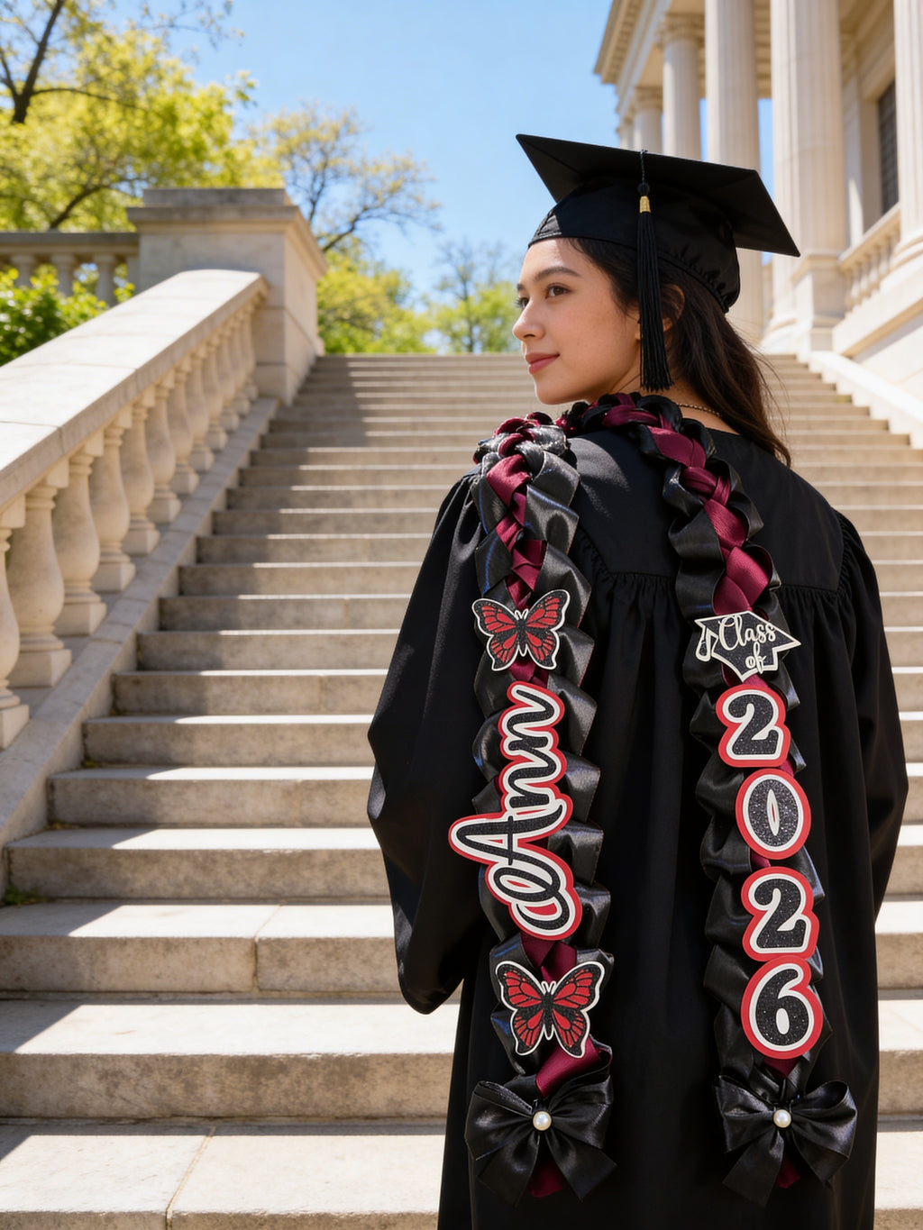 Elegant Butterfly Graduation Lei – Butterfly Ribbon Lei