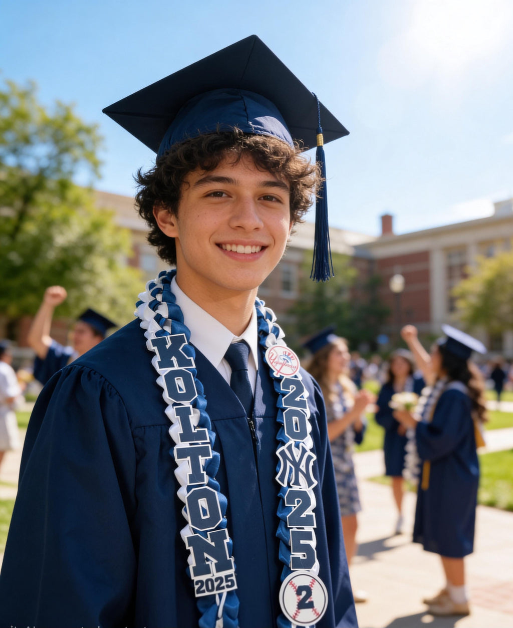 Customizable New York Yankees Graduation Lei